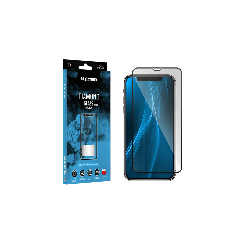 Skyddsglas MyScreen DIAMOND GLASS LITE edge FULL GLUE svart för Apple iPhone Xs Max/11 Pro Max.