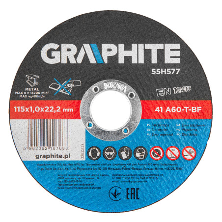 Skärskivor för metall 115 x 1,0 x 22,2 mm, 41 A60-T-BF, 10 stycken, folie