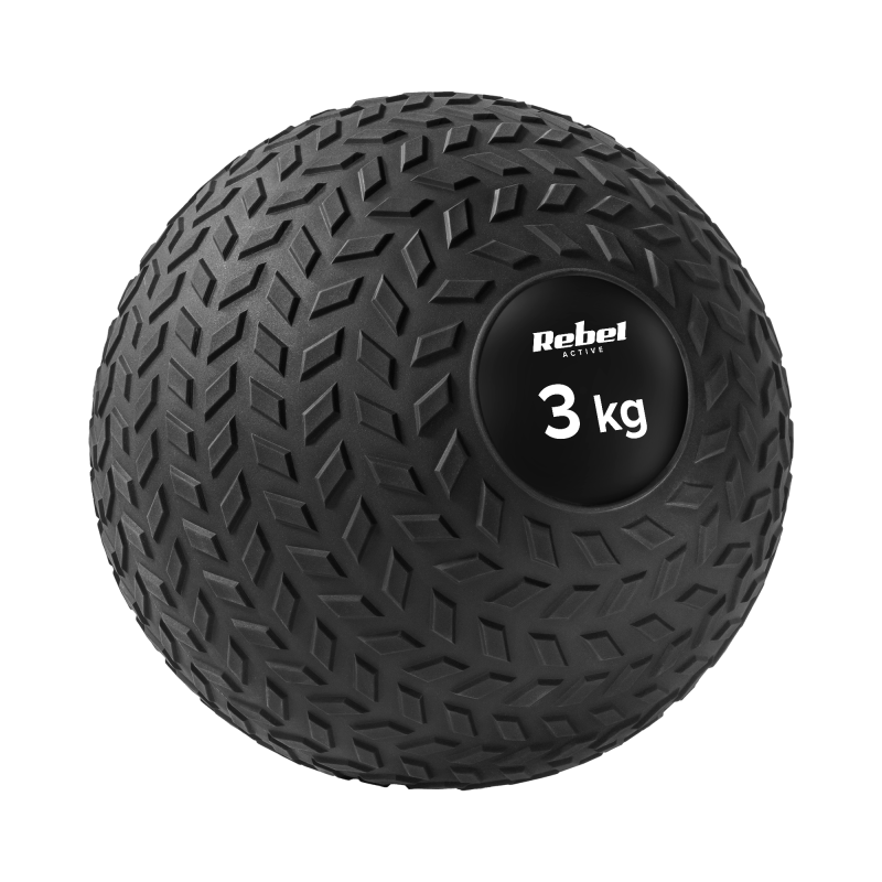 Liten medicinboll för rehabiliteringsövningar Slam Ball 23 cm 3 kg, REBEL ACTIVE
