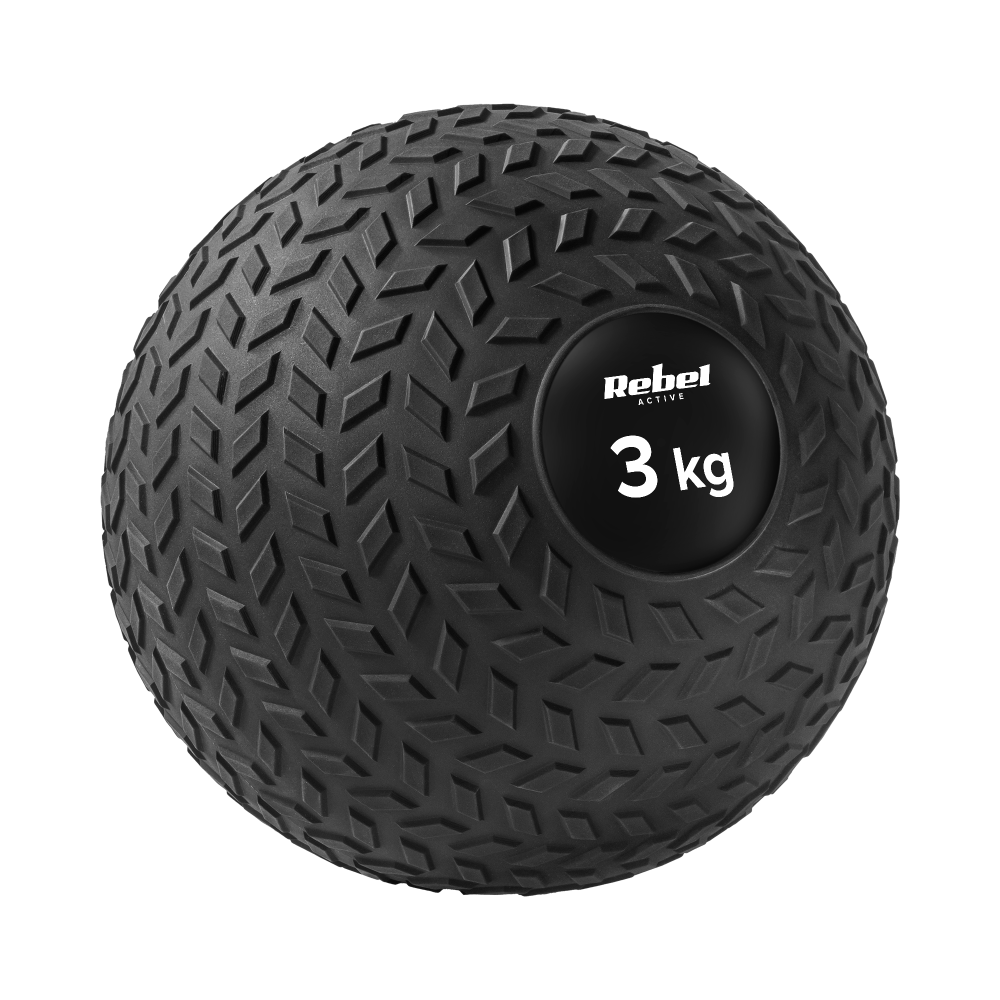 Mała piłka lekarska do ćwiczeń rehabilitacyjna Slam Ball 23cm 3kg, REBEL ACTIVE Mała piłka lekarska do ćwiczeń rehabilitacyjna Slam Ball 23cm 3kg, REBEL ACTIVE