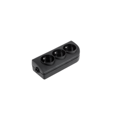 Förlängningskabel med 3 uttag och jordning, svart GN-30-2.