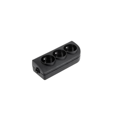 Förlängningskabel med 3 uttag och jordning, svart GN-30-2.