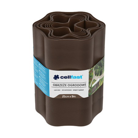 Trädgårds kantsten 25cm x 9m Cellfast brun