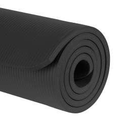 Yogamatta för yoga-, pilates- och fitnessövningar, 183x61cm, tjocklek 1.5cm, material NBR, svart, REBEL ACTIVE.
