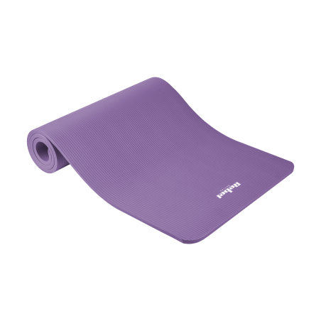Yogamatta för yoga-, pilates- och fitnessövningar, 183x61cm, tjocklek 1,5cm, material NBR, lila, REBEL ACTIVE.
