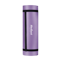 Yogamatta för yoga-, pilates- och fitnessövningar, 183x61cm, tjocklek 1,5cm, material NBR, lila, REBEL ACTIVE.