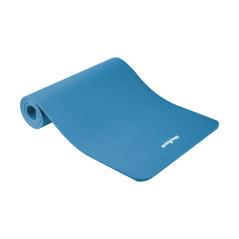 Yogamatta för yoga-, pilates- och fitnessövningar, 183x61cm, tjocklek 1,5cm, material NBR, blå, REBEL ACTIVE.