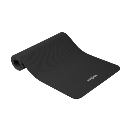 Yogamatta för yoga-, pilates- och fitnessövningar, 183x61 cm, tjocklek 1 cm, material NBR, svart, REBEL ACTIVE.