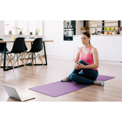 Yogamatta för yoga-, pilates- och fitnessövningar, 183x61cm, tjocklek 1cm, material NBR, lila, REBEL ACTIVE.