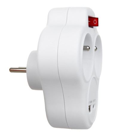 Eluttag Maclean, förgrening med 2 uttag och USB A/C 2.4A, typ E, 2x16A, MCE336 E