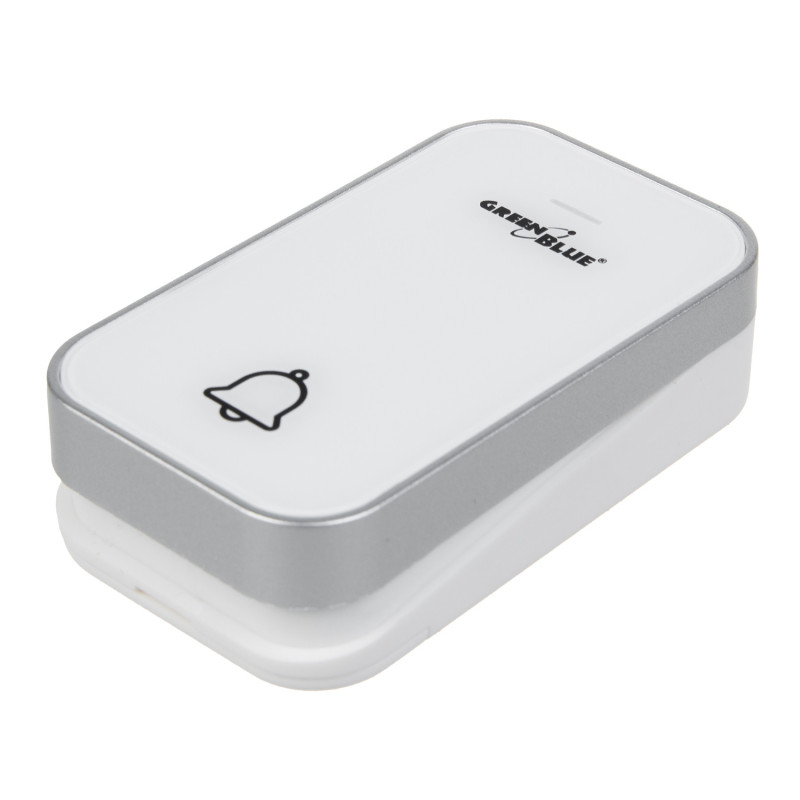 Kinetisk trådlös ringklocka-sändare från GreenBlue, batterilös, vit, räckvidd upp till 200m, IP44, GB158 W.