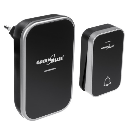 Trådlös batterilös kinetisk dörrklocka GreenBlue, 38 melodier, svart, räckvidd upp till 200m, IP44, GB157 B | HandlaSmidigt.se