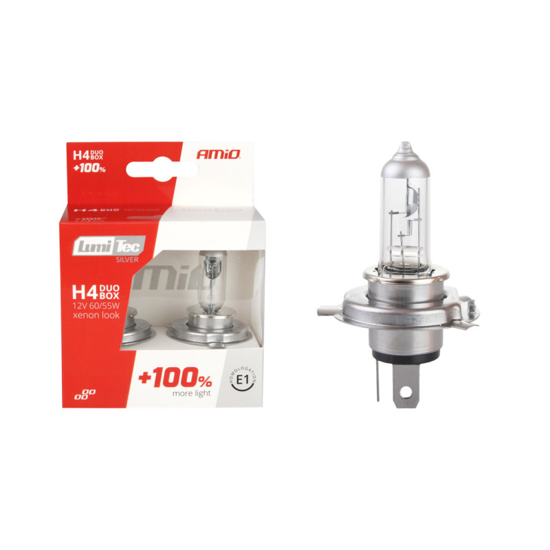01402 Halogenlampa H4 12V 60/55W LumiTec Silver +100% Duo Box