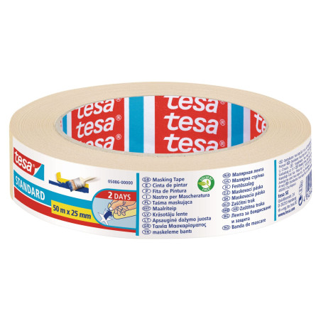 Maskeringstejp standard 4 dagar 50m:25mm beige
