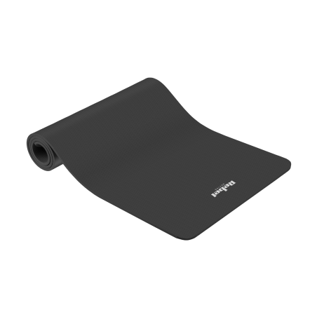 Yogamatta för yoga-, pilates- och fitnessövningar, 183x61 cm, 6 mm tjock, TPE-material, svart, REBEL ACTIVE.