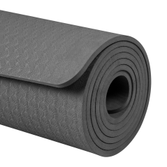 Yogamatta för yoga-, pilates- och fitnessövningar, 183x61 cm, 6 mm tjock, TPE-material, svart, REBEL ACTIVE.