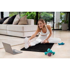 Yogamatta för yoga-, pilates- och fitnessövningar, 183x61 cm, 6 mm tjock, TPE-material, svart, REBEL ACTIVE.