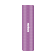 Yogamatta för yoga-, pilates- och fitnessövningar, 183x61cm, 6mm tjock, TPE-material, lila, REBEL ACTIVE.
