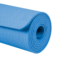 Yogamatta för yoga-, pilates- och fitnessövningar, 183x61cm, tjocklek 6mm, TPE-material, blå, REBEL ACTIVE.