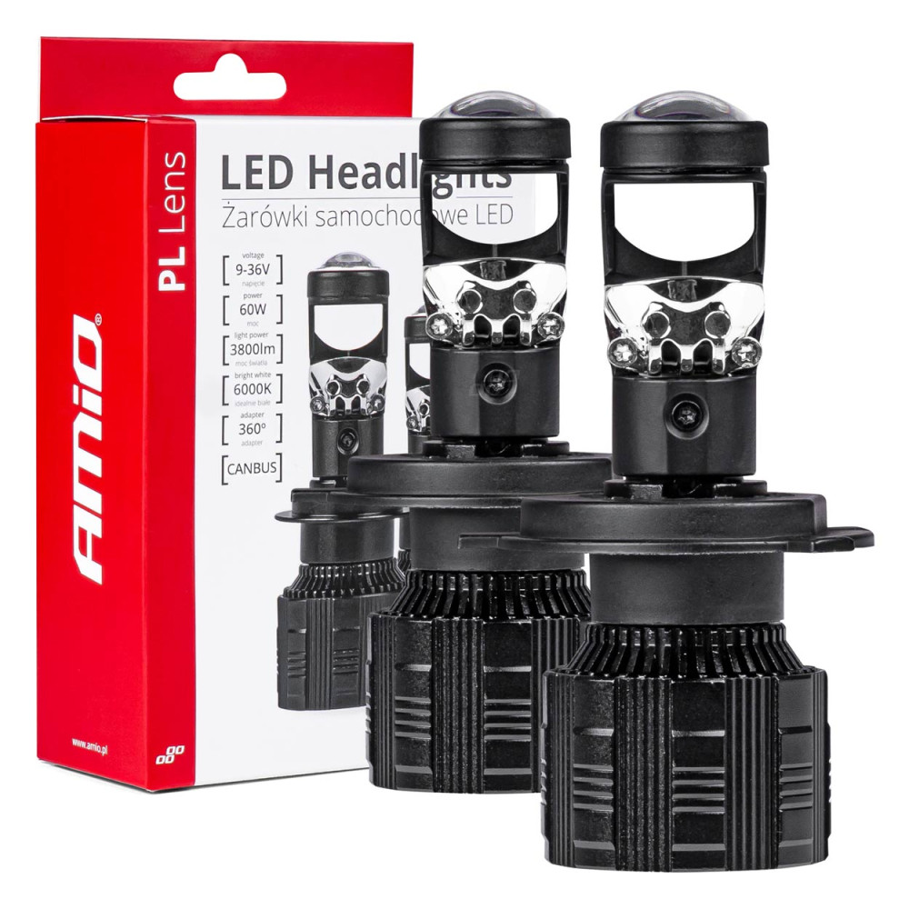 Bilampor LED-bilserie PL-lins H4-lins 6000K Canbus AMIO-03667 Bilampor LED-bilserie PL-lins H4-lins 6000K Canbus AMIO-03667