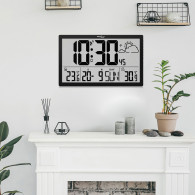 Väggklocka LCD mycket stor GreenBlue, temperatur, datum, GB218