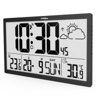 Väggklocka LCD mycket stor GreenBlue, temperatur, datum, GB218