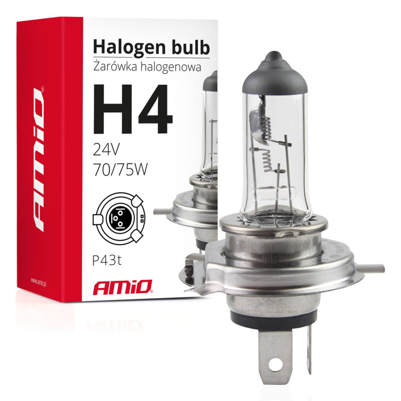 Halogenlampa h4 24v 75/70w med UV-filter (e8) amio-01267