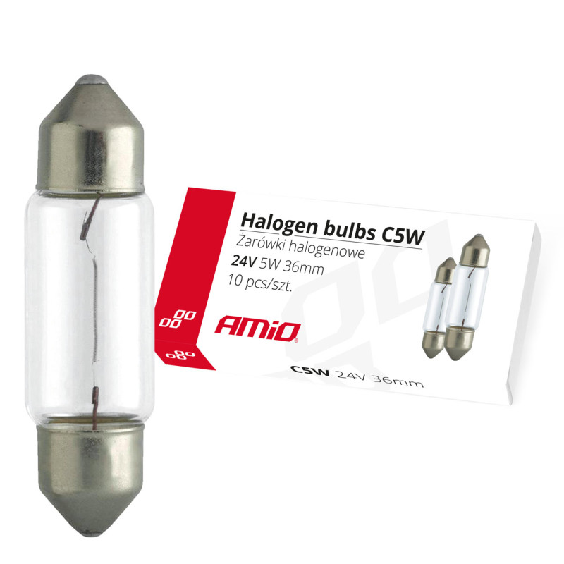 Halogenlampor c5w festoon 36mm 24v 10 st. amio-01000