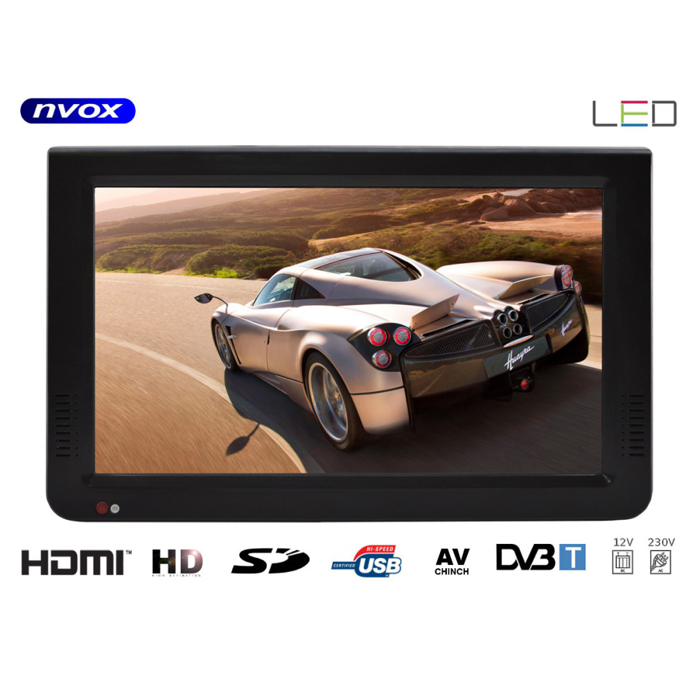 TV LED 10 tum USB SD HDMI AV-in PVR DVB-T/T2 MPEG-4/2 12V 230V... (NVOX DVB10T)