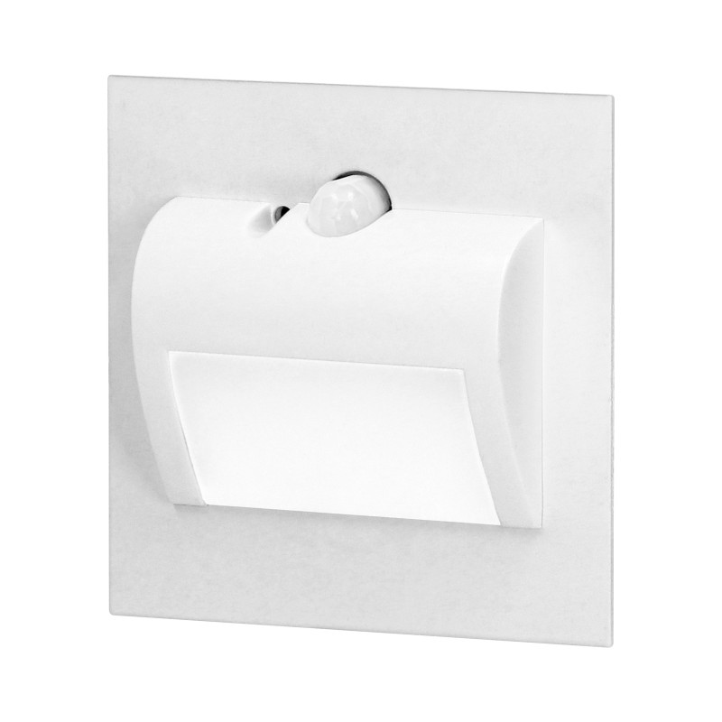 DRACO LED NY 1,5W, infälld trappbelysning, 12VDC, 30lm, 3000K, vit, rörelse- och skymningssensor