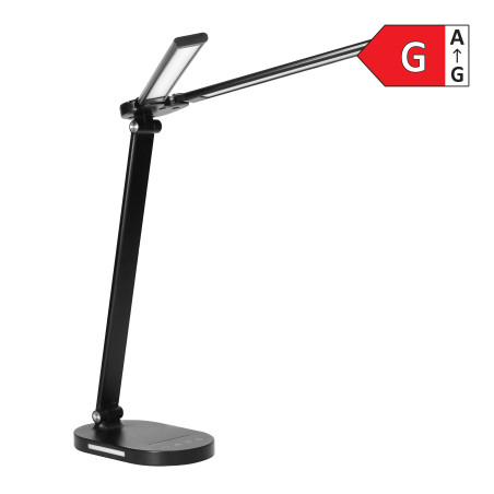 ERGO LED, skrivbordslampa med USB-laddare, 8W, 400lm, 3000-4000-6000K, ljusfärgsändring, dimningsfunktion, svart.