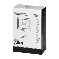ALLED 10W LED-strålkastare med PIR, 850lm, IP44, 4000K, Alu+Glas | HandlaSmidigt.se