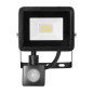 ALLED 10W LED-strålkastare med PIR, 850lm, IP44, 4000K, Alu+Glas