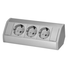 Möbeluttag 3x2P+Z (Schuko), grå-silver
