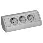 Möbeluttag 3x2P+Z (Schuko), grå-silver