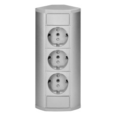 Möbeluttag 3x2P+Z (Schuko), grå-silver | HandlaSmidigt.se