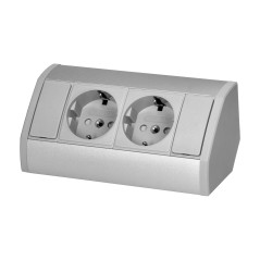 Möbeluttag 2x2P+Z (Schuko), grå-silver