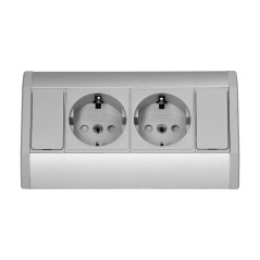 Möbeluttag 2x2P+Z (Schuko), grå-silver | HandlaSmidigt.se