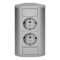 Möbeluttag 2x2P+Z (Schuko), grå-silver