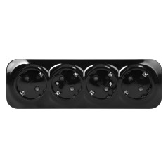 Fyrfaldig uttag ToDo 2P+Z Schuko IP20, 16A, 230V AC, svart, 8 stycken | HandlaSmidigt.se