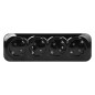 Fyrfaldig uttag ToDo 2P+Z Schuko IP20, 16A, 230V AC, svart, 8 stycken