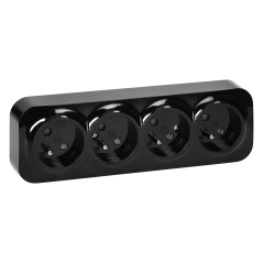 Fyrfaldig uttag ToDo 2P+Z IP20, 16A, 230V AC, svart