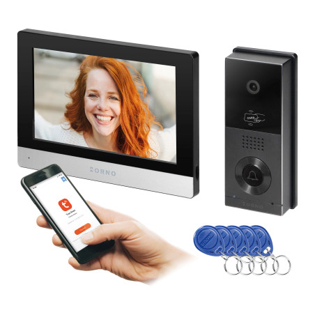XIRAN, enkelhus videodörrtelefon, 2-ledare, 8', Wi-Fi, pekskärm, Full HD, RFID