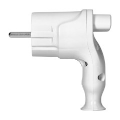 Hörnkontakt med stickpropp Uni-Schuko med skjutkontakt 16A/250V, vit | HandlaSmidigt.se