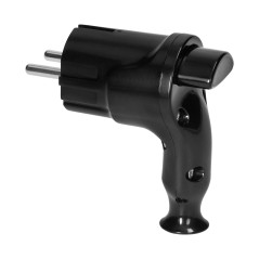 Vinkelkontakt Uni-Schuko med utmatningsknapp 16A/250V, svart | HandlaSmidigt.se