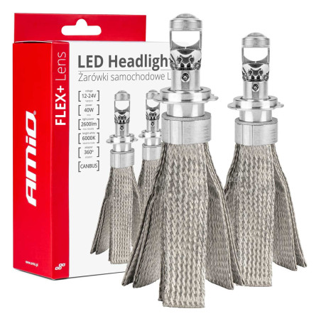 Bil-LED-lampor Flex+ serie H7-lins 12v 24v 6000k Canbus amio-03660