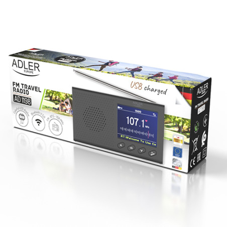 AD 1198 Bärbar radio - LCD - FM - Bluetooth - klocka