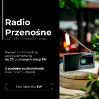 AD 1198 Radio przenośne - lcd - fm - bluetooth - zegar