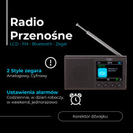 AD 1198 Radio przenośne - lcd - fm - bluetooth - zegar
