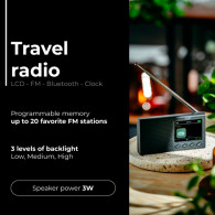 AD 1198 Bärbar radio - LCD - FM - Bluetooth - klocka